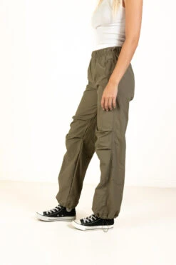 Olive Drawstring Parachute Pants -Swimsuit Closet Sales Store 170 2687OliveParaSide 09967.1684342799