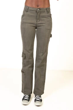 Olive Mid Rise Utility Pants