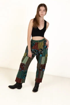 Mushroom Print Patchwork Cargo Pants