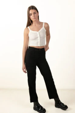 Black Cargo Twill Pants