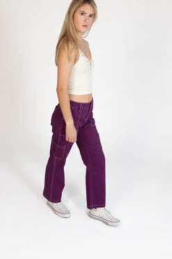 Eggplant Purple Wide Leg Carpenter Pants -Swimsuit Closet Sales Store 170 2730 EggplantCarpJeanFront2 170 2730 EggplantPurpleCarpenter 76805.1692903437