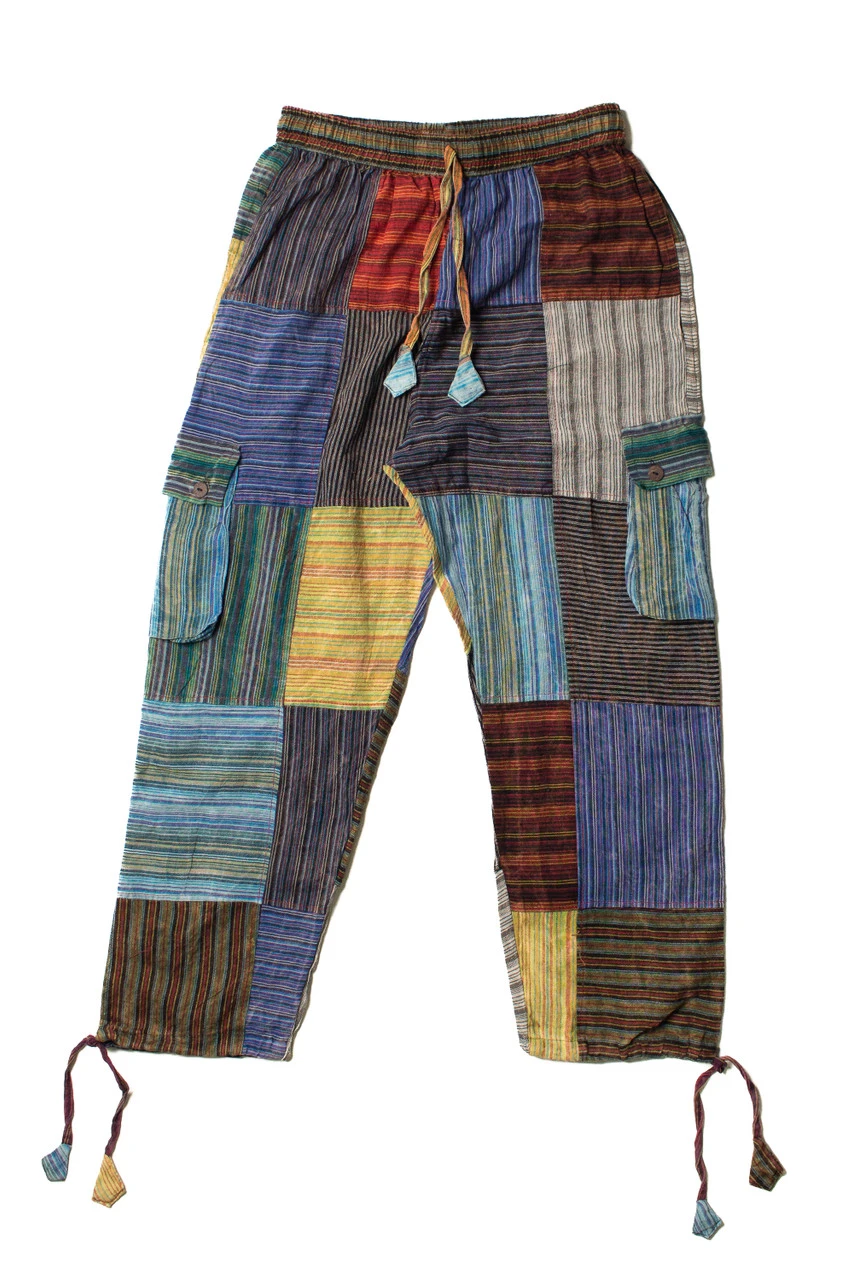 Striped Patchwork Cargo Pants 1 Striped Patchwork Cargo Pants