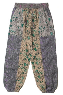 Gray Mushroom Floral Patchwork Joggers