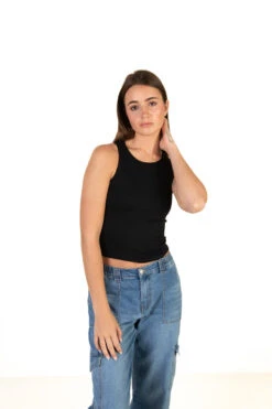 Black Seamless Crew Neck Tank