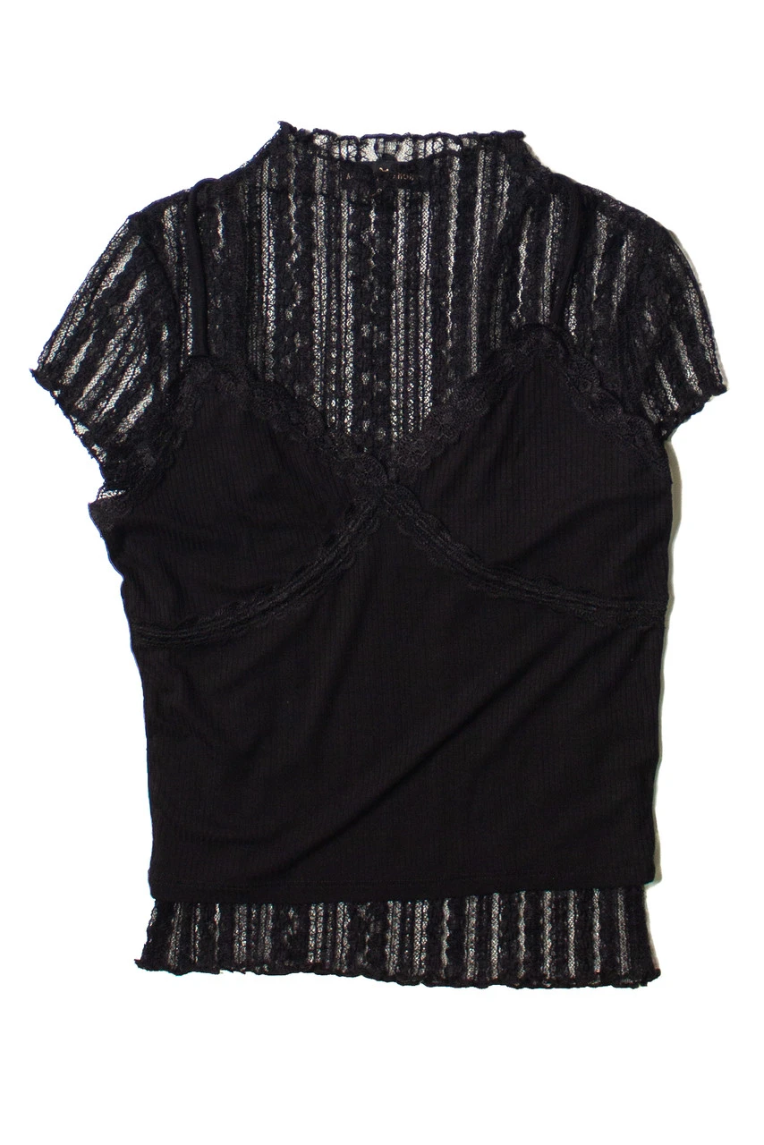 Black Lace Tee With Cami Set 6 Black Lace Tee With Cami Set - Image 6