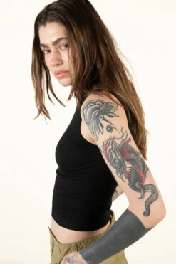 Black Seamless Mock Neck Tank -Swimsuit Closet Sales Store 172 9289mockblksidefull 59800.1683132570