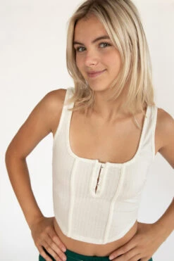White Hook And Eye Ribbed Cami