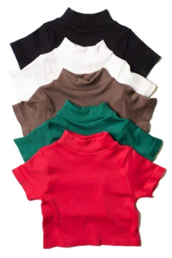 Seamless Short Sleeve Mock Neck Top -Swimsuit Closet Sales Store 172 9392 11 43625.1687176762