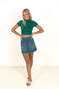 Seamless Short Sleeve Mock Neck Top -Swimsuit Closet Sales Store 172 9392 frontfullsocial 172 9392 ForestMockTee 34592.1687176763