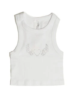 White Crystal Heart Seamless Tank