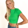 Green Seamless Crop Shirt