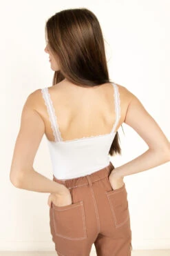 White Lace Trim Seamless Tank -Swimsuit Closet Sales Store 172 9504 LaceCamiWhiteBack 09593.1687177635