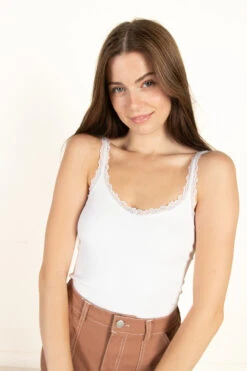 White Lace Trim Seamless Tank