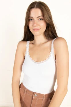 White Lace Trim Seamless Tank -Swimsuit Closet Sales Store 172 9504 LaceCamiWhite 59444.1687177636