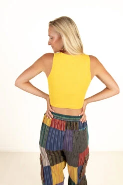 Sunny Yellow Flower Cutout Seamless Tank -Swimsuit Closet Sales Store 172 9545 YellowCutSideBack 172 9545 YellowFlowerCutFront 92835.1687177771