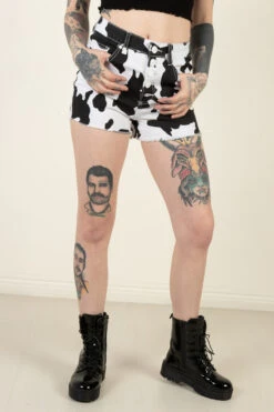 Cow Print Denim Shorts -Swimsuit Closet Sales Store 173 3294cowshort 98070.1682629254