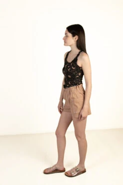 Taupe Paperbag Waist Cargo Shorts -Swimsuit Closet Sales Store 173 3305taupepaperbagshortside 38355.1682112048