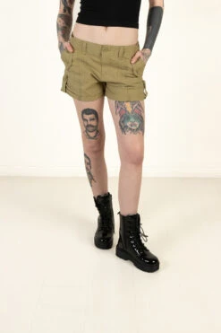 Olive Green Cotton Utility Shorts