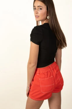 Orange Contrast Seam Carpenter Shorts -Swimsuit Closet Sales Store 173 3331redcarpshortfullback 24403.1681504312