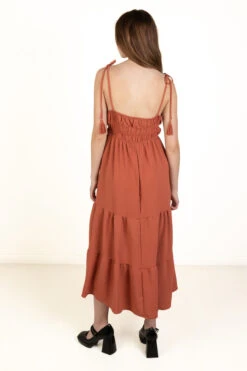 Rust Elastic Empire Waist Maxi Dress -Swimsuit Closet Sales Store 174 6863tunnelwaistrustback 70195.1683134158