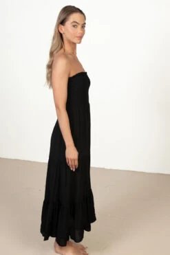 Smocked Tube Maxi -Swimsuit Closet Sales Store 174 6874SmockedTubeDrBlkSide 52505.1680277756