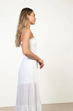White Smocked Tube Top Maxi Dress -Swimsuit Closet Sales Store 174 6875SmockedTubeDressWhSide 82316.1680277872