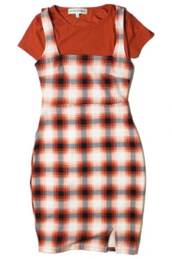 2 Piece Burnt Umber Plaid Mini Dress With Tee 10 2 Piece Burnt Umber Plaid Mini Dress With Tee -Swimsuit Closet Sales Store 174 6928 1 52245.1689964906