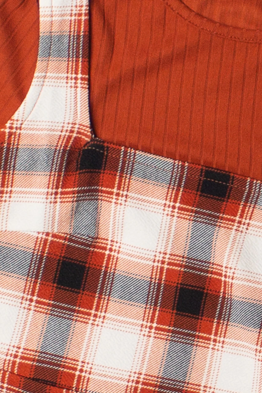 2 Piece Burnt Umber Plaid Mini Dress With Tee 6 2 Piece Burnt Umber Plaid Mini Dress With Tee - Image 6