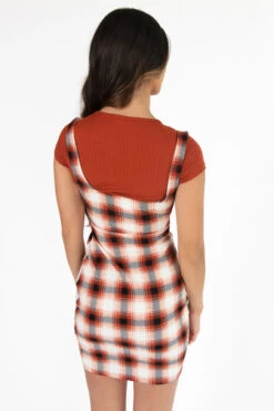 2 Piece Burnt Umber Plaid Mini Dress With Tee 9 2 Piece Burnt Umber Plaid Mini Dress With Tee -Swimsuit Closet Sales Store 174 6928 UmberPlaidDressBack 56868.1689964908