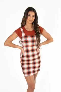 2 Piece Burnt Umber Plaid Mini Dress With Tee 8 2 Piece Burnt Umber Plaid Mini Dress With Tee -Swimsuit Closet Sales Store 174 6928 UmberPlaidDressFront 56859.1689964908
