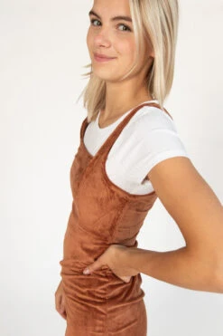 2 Piece Brown Corduroy Mini Dress With Tee -Swimsuit Closet Sales Store 174 6930 cord2piecedetail 174 6930 Cord2piece 94266.1691638027