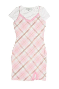 Two Piece Tee & Plaid Cami Dress -Swimsuit Closet Sales Store 174 6975 1 52413.1687180096