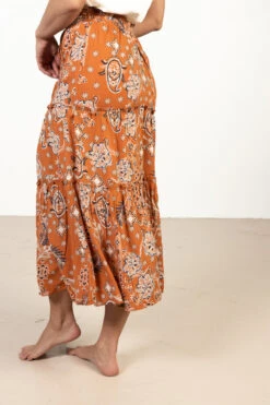 Orange Paisley Print Maxi Skirt -Swimsuit Closet Sales Store 175 2271PaisleySkirtClayBack 32307.1680292270