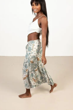 Natural Paisley Print Maxi Skirt
