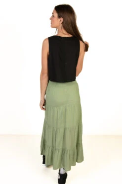 Moss Green Smocked Waist Maxi Skirt -Swimsuit Closet Sales Store 175 2284mossmaxiback 24406.1682112828