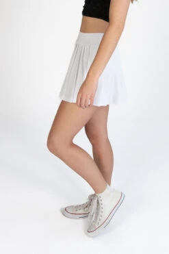 White Pleated Tennis Skort -Swimsuit Closet Sales Store 175 2315 WhiteSkortSide2 60028.1692978454