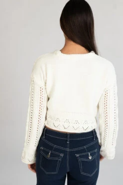 Egret Mixed Stitch Sweater -Swimsuit Closet Sales Store 176 2404 CreamSweatBack 02490.1696610266