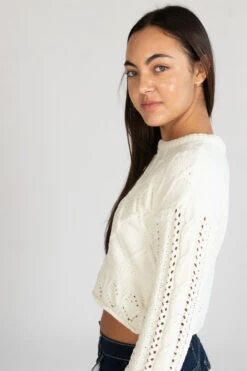 Egret Mixed Stitch Sweater -Swimsuit Closet Sales Store 176 2404 CreamSweatSide 54854.1696610266