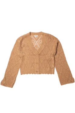Brown Bell Sleeve Pointelle Cardigan -Swimsuit Closet Sales Store 176 2410 1 57136.1689265105