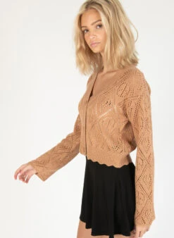Brown Bell Sleeve Pointelle Cardigan -Swimsuit Closet Sales Store 176 2410 BellSleeveCardiSide 176 2410 BellSleeveCardi 5368 93735.1689265115