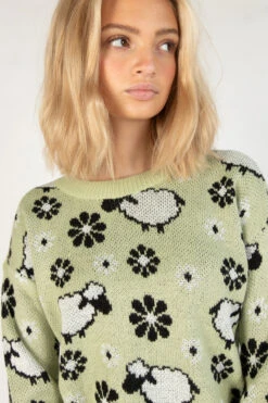 Sheep In The Meadow Pullover Sweater -Swimsuit Closet Sales Store 176 2411 SheepSweatCU 5305 76483.1689265314