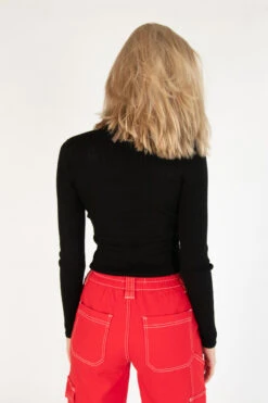 Black Ribbed Mock Neck Cut Out Sweater -Swimsuit Closet Sales Store 176 2413 BlkCutOutSweatBack 5132 22512.1689265482