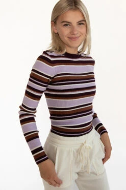 Purple Striped Pullover Sweater -Swimsuit Closet Sales Store 176 2420 PurpleStripeSweatFront 82314.1691638409