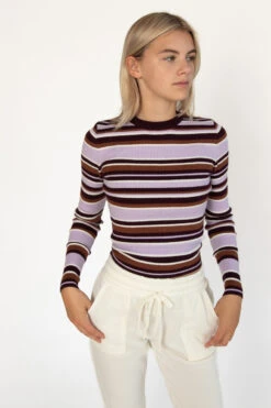 Purple Striped Pullover Sweater