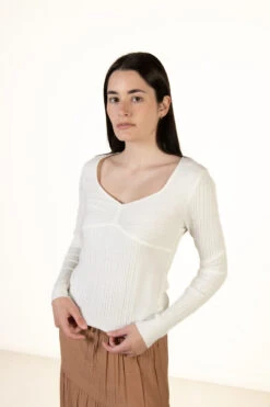Ivory Cable Sweetheart Sweater