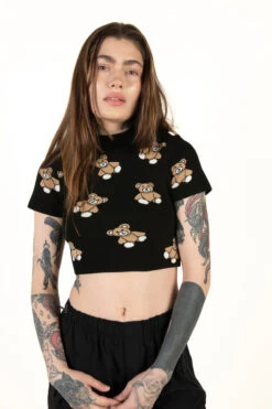 Black Short Sleeve Teddy Bear Sweater -Swimsuit Closet Sales Store 176 2439teddyfull2 09982.1683132790