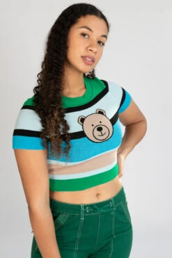 Short Sleeve Striped Teddy Bear Sweater -Swimsuit Closet Sales Store 176 2479 TeddySweatFront 49614.1696610992