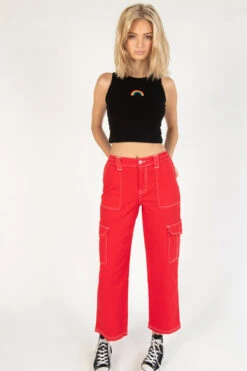 Cherry Red Cargo Skater Jeans