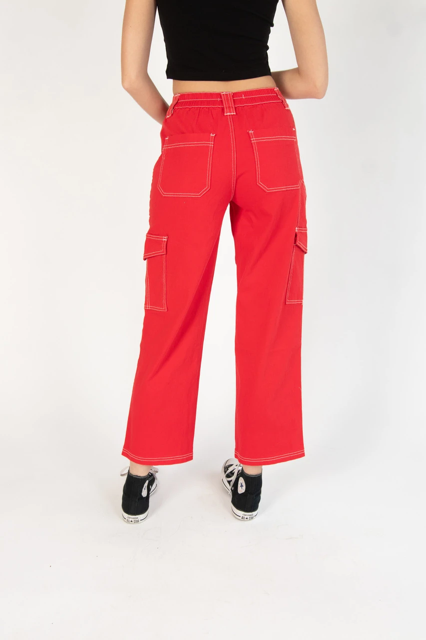 Cherry Red Cargo Skater Jeans 5 Cherry Red Cargo Skater Jeans - Image 5