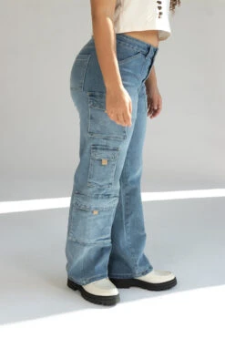 Mid Rise Cargo Jeans
